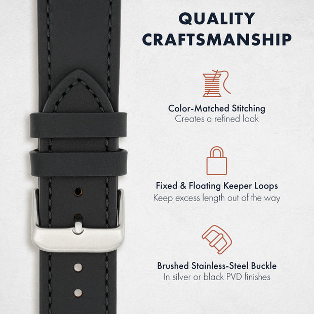Crazy Horse Leather Apple Watch | Black