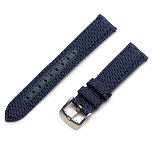 Navy blue sailcloth quick release watch band, alternate view #color_navy-blue