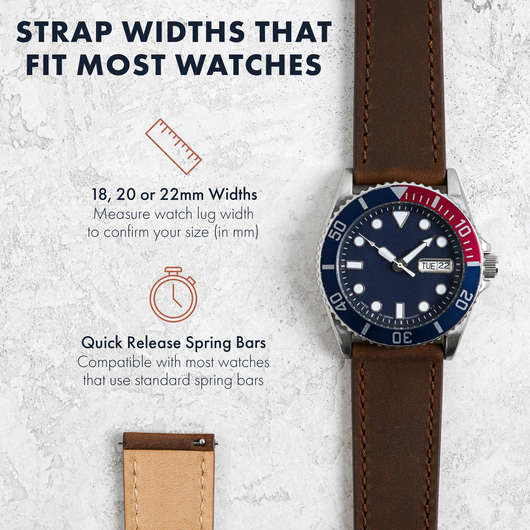 Crazy Horse Leather Quick Release | Dark Brown – Benchmark