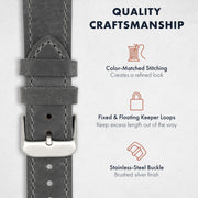 Crazy Horse Leather Quick Release | Grey
