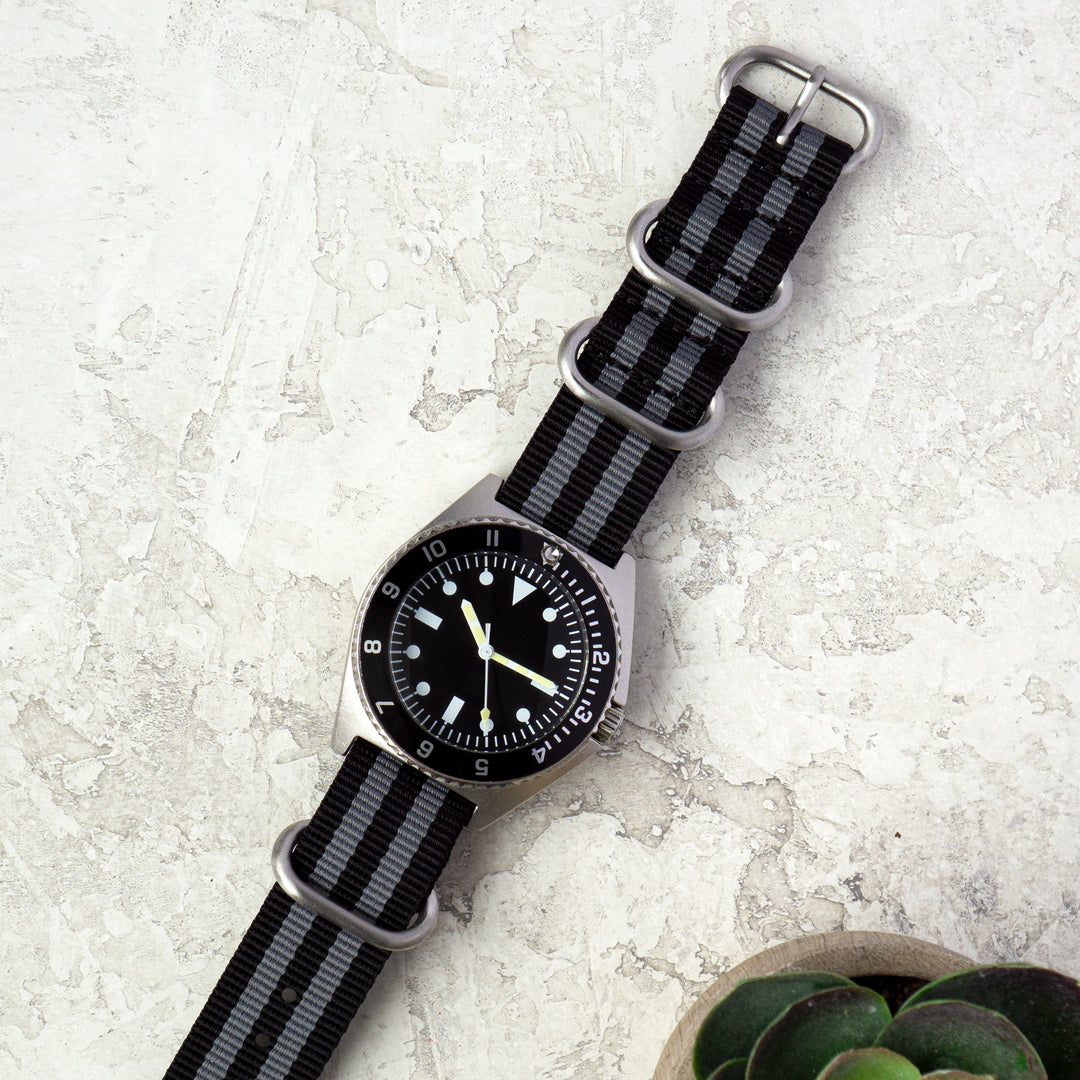 Ballistic Nylon Zulu | Black & Grey Striped