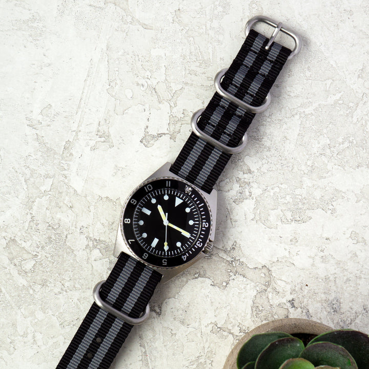 Ballistic Nylon Zulu | Black & Grey Striped