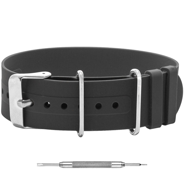 Silicone Single Pass Watch Band | Grey
