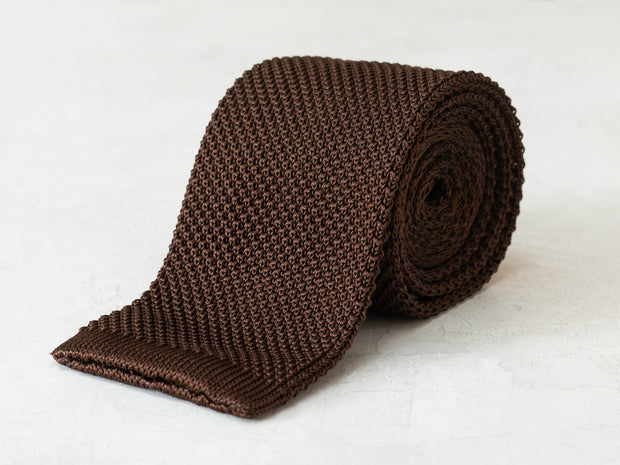Silk Knit Tie | Dark Brown
