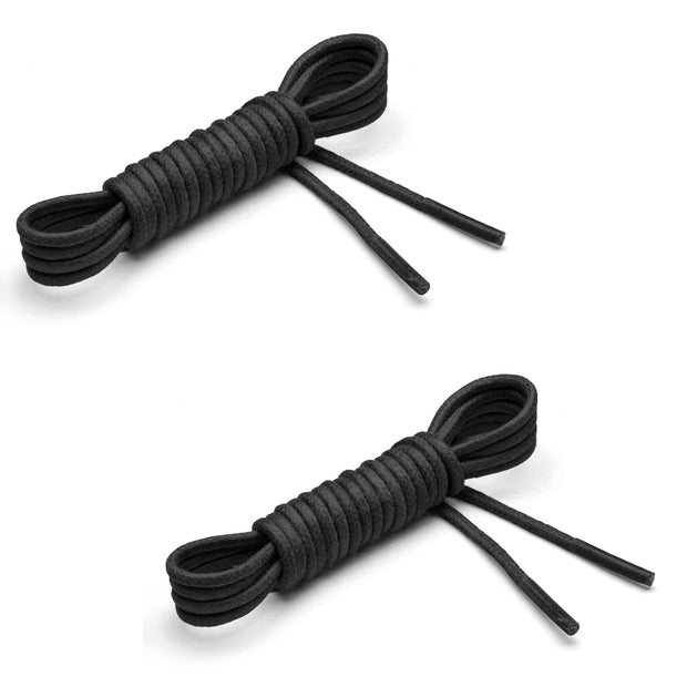 Extra Thin Waxed Cotton Laces (2 Pairs) | Black