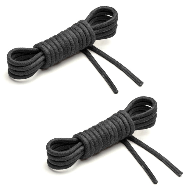 Thin Waxed Cotton Laces (2 Pairs) | Charcoal Grey