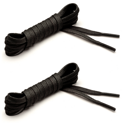 Flat Waxed Cotton Laces (2 Pairs) | Black