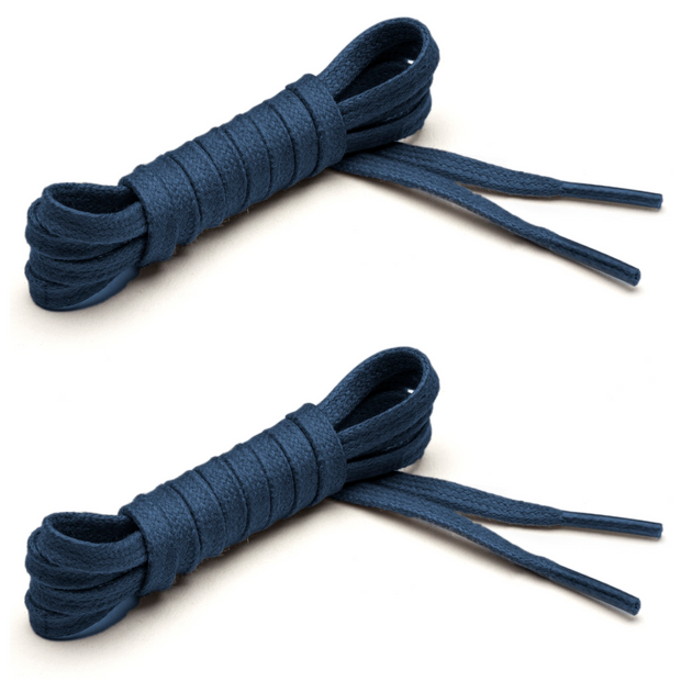 Flat Waxed Cotton Laces (2 Pairs) | Navy