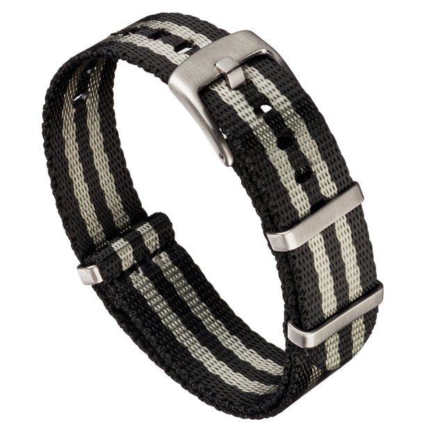 Seat Belt Nylon Slip-Through | Black & Grey Striped