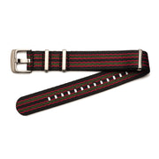 Seat Belt Nylon Slip-Through | Black, Red & Green Striped