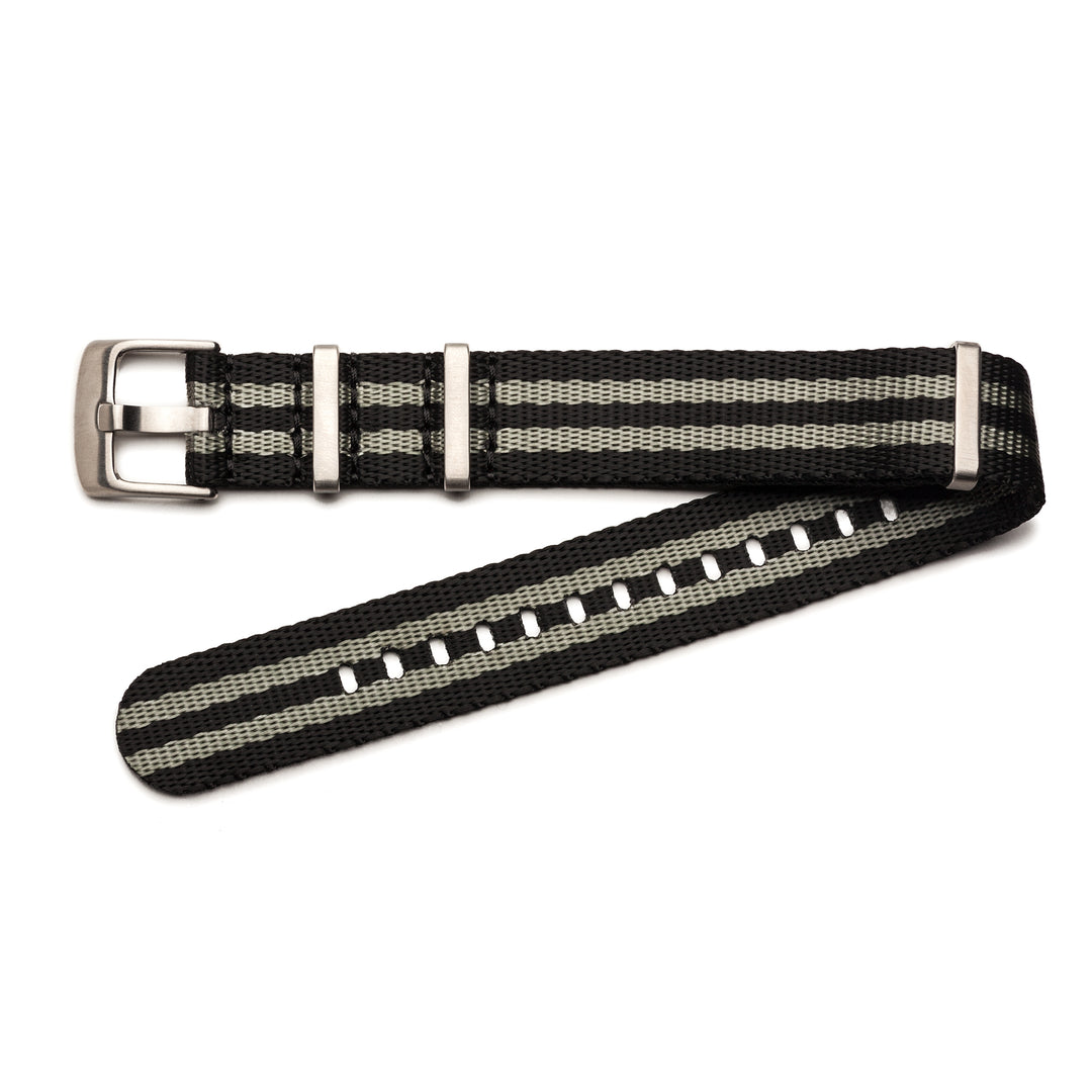 Seat Belt Nylon Slip-Through | Black & Grey Striped