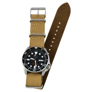 Tan Oiled Crazy Horse Leather Watchband on Seiko SKX007
