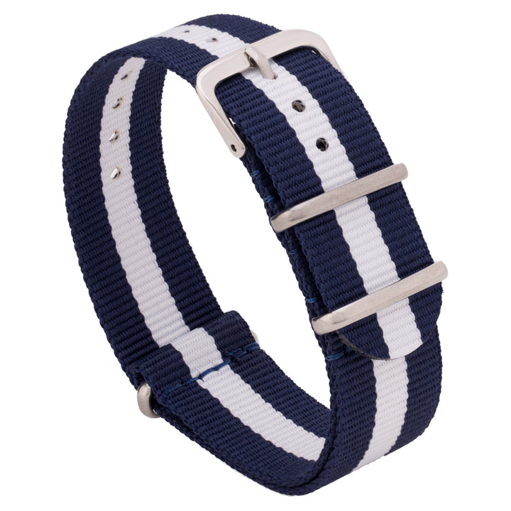 Ballistic Nylon Military Strap | Navy & White Striped