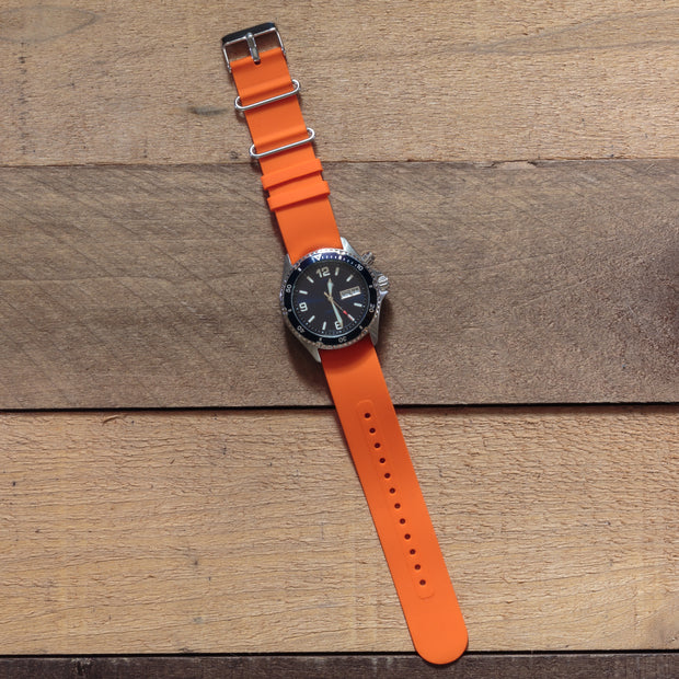 orange-silicone-rubber-nato-watchband-on-watch