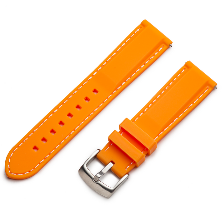 Classic Silicone Quick Release | Orange / White Stitching