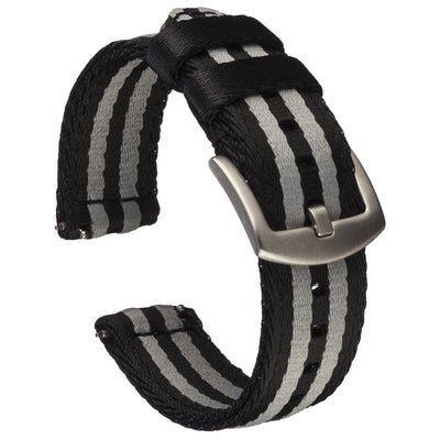 Seat Belt Nylon Quick Release | Black & Grey Striped
