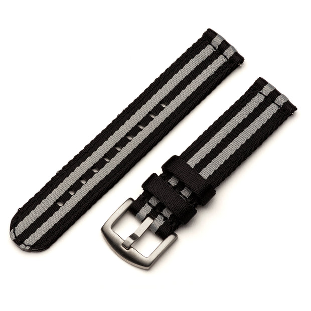 Seat Belt Nylon Quick Release | Black & Grey Striped