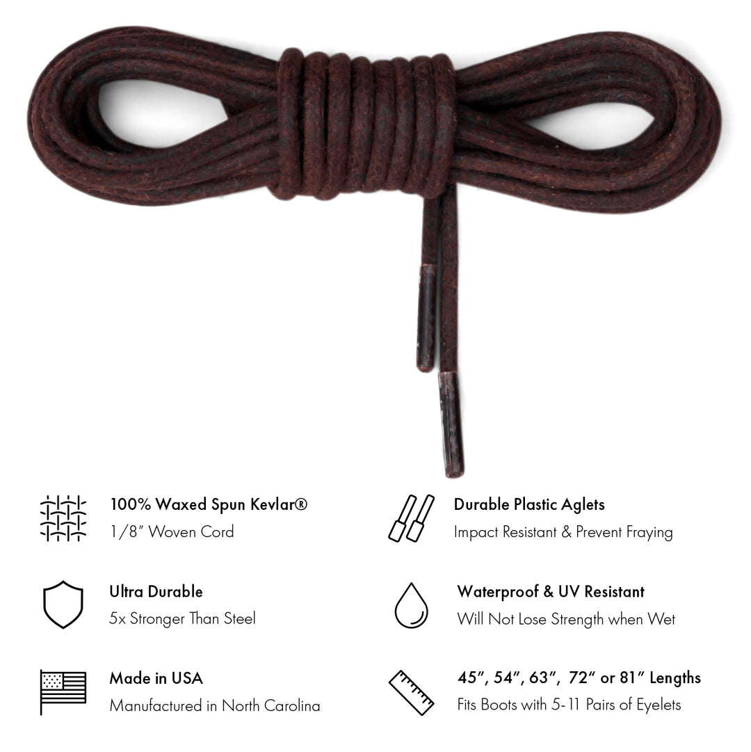 Waxed Kevlar Boot Laces | Dark Brown