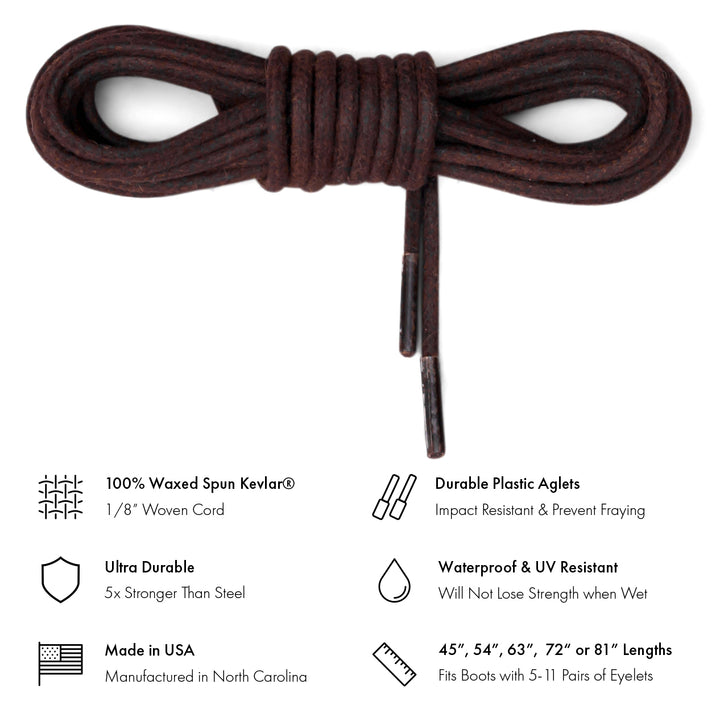 Waxed Kevlar Boot Laces | Dark Brown