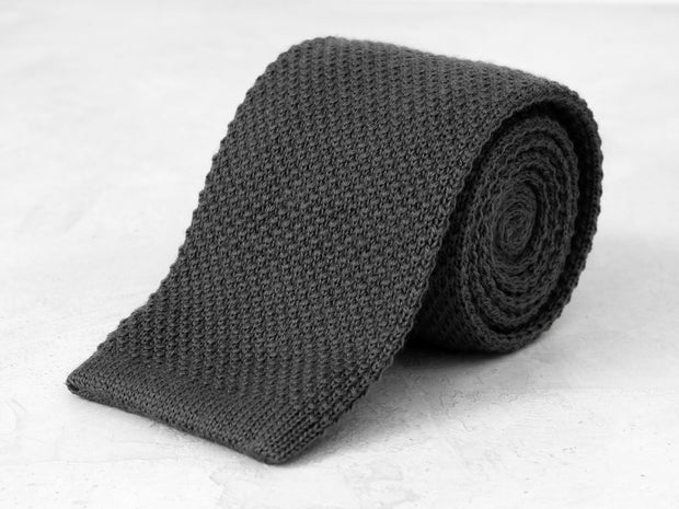 Wool Knit Tie <br> Slate Gray