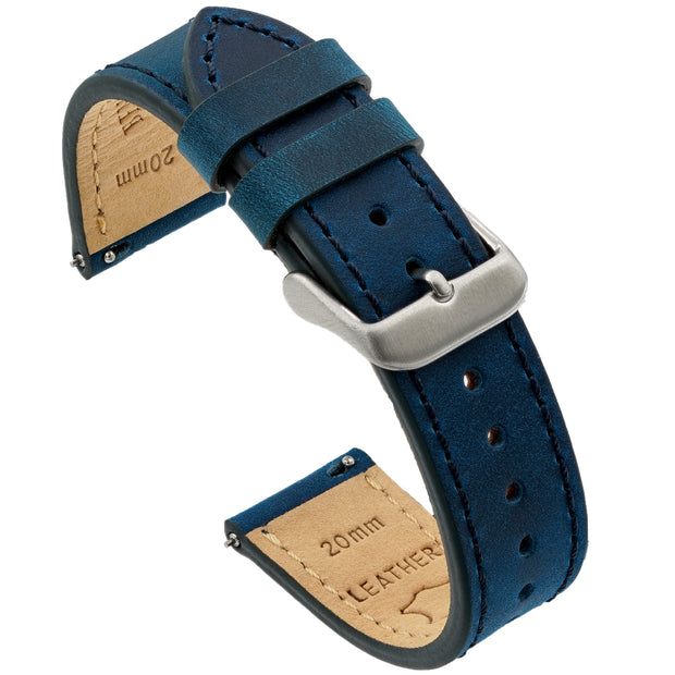 Crazy Horse Leather Quick Release | Navy Blue