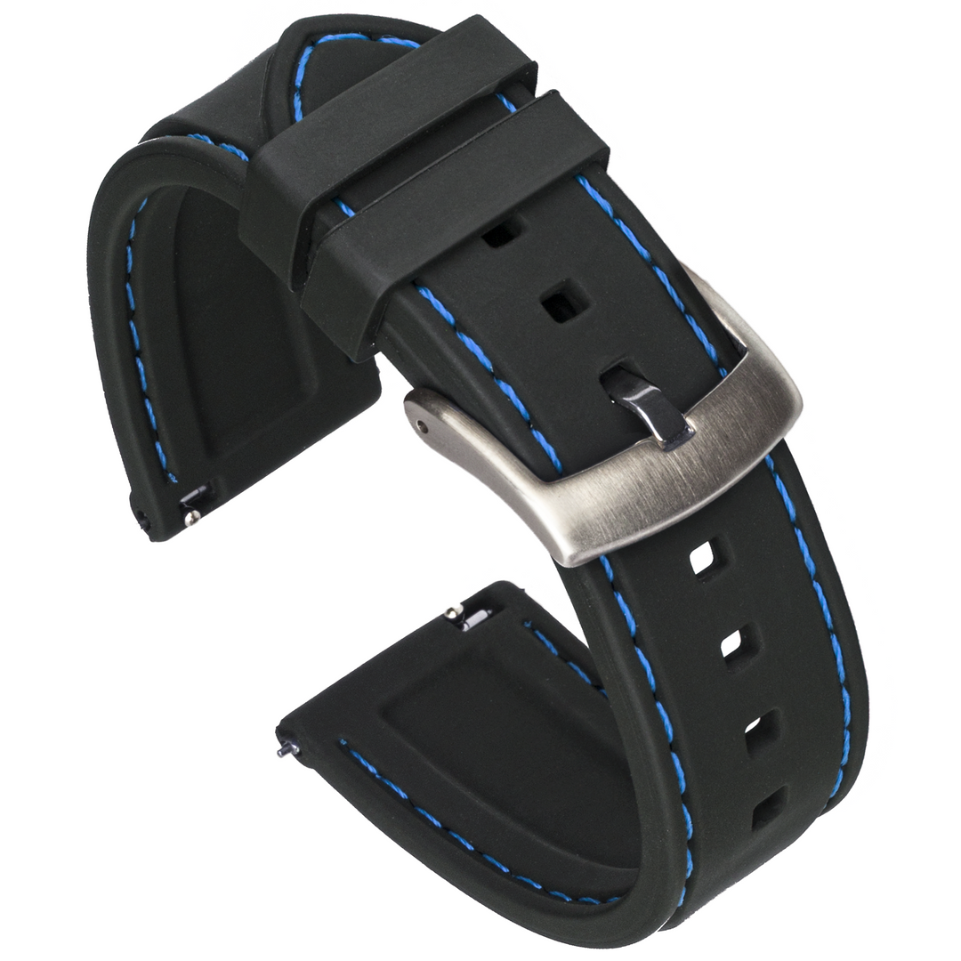 Classic Silicone Quick Release | Black / Blue Stitching