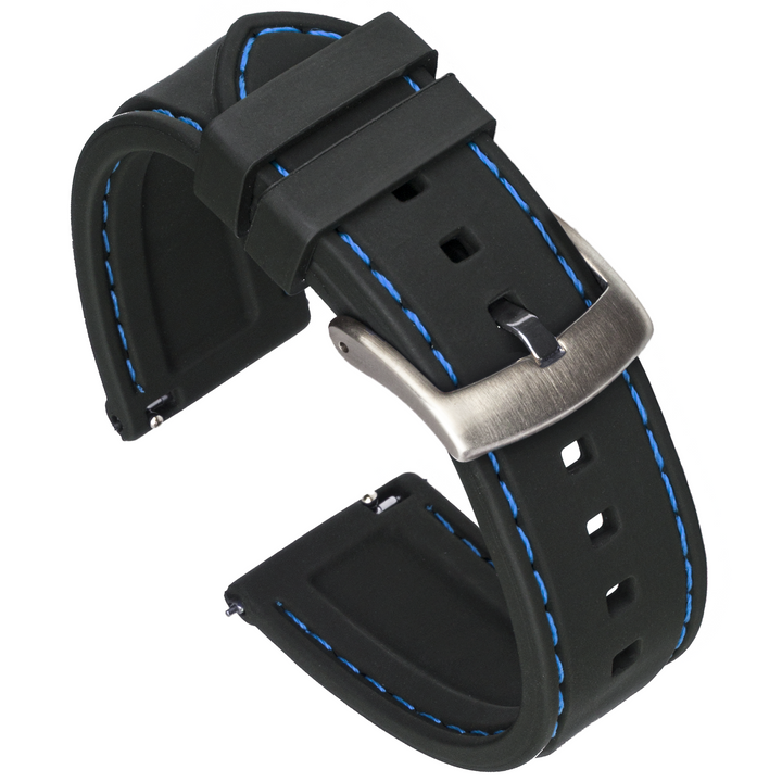 Classic Silicone Quick Release | Black / Blue Stitching