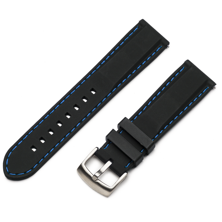Classic Silicone Quick Release | Black / Blue Stitching