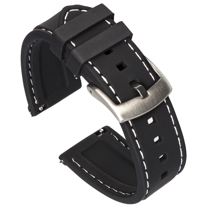 Classic Silicone Quick Release | Black / White Stitching