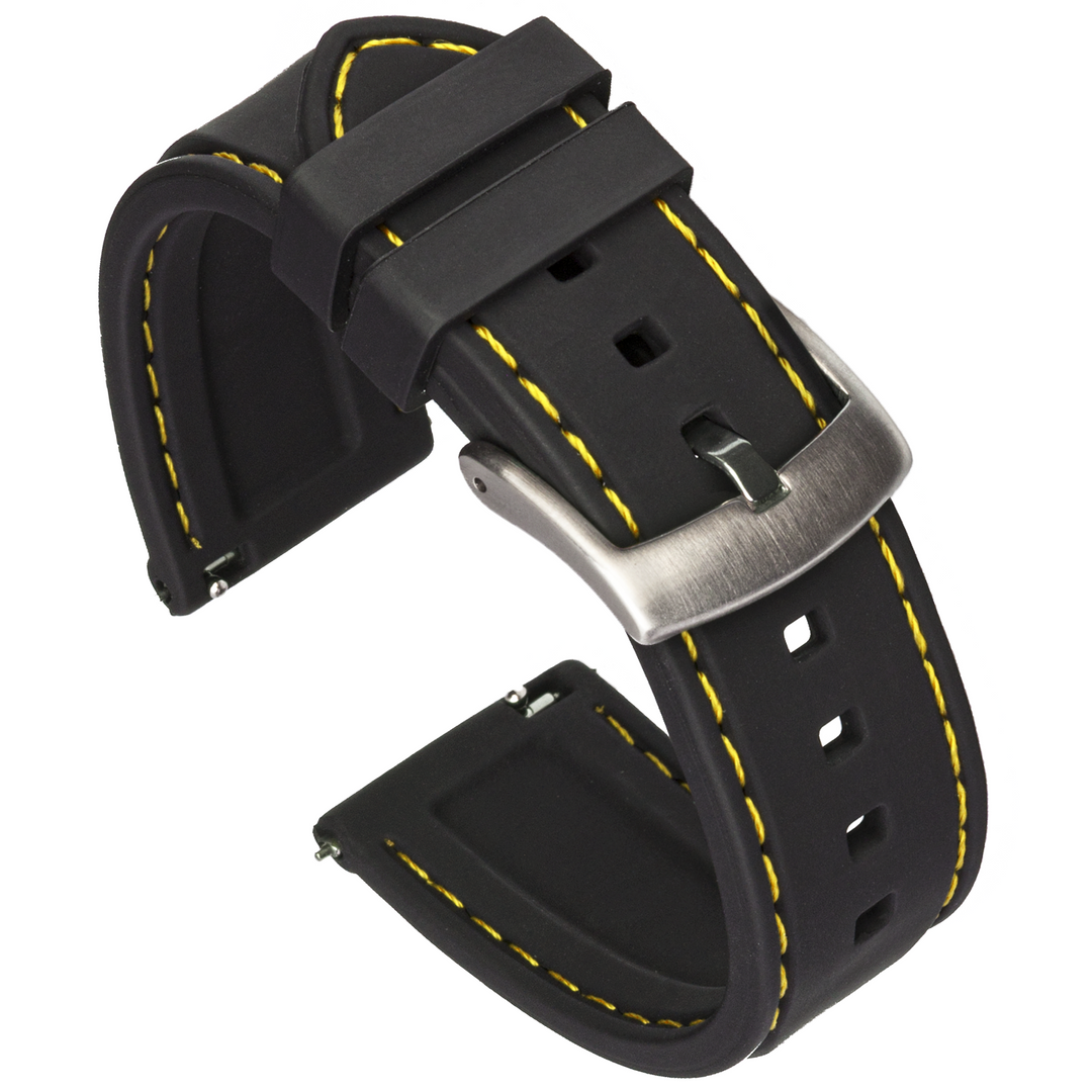 Classic Silicone Quick Release | Black / Yellow Stitching