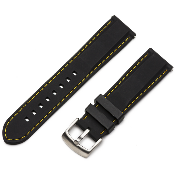 Classic Silicone Quick Release | Black / Yellow Stitching