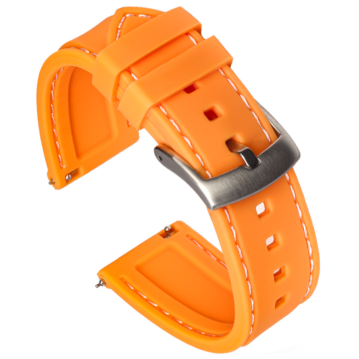 Classic Silicone Quick Release | Orange / White Stitching